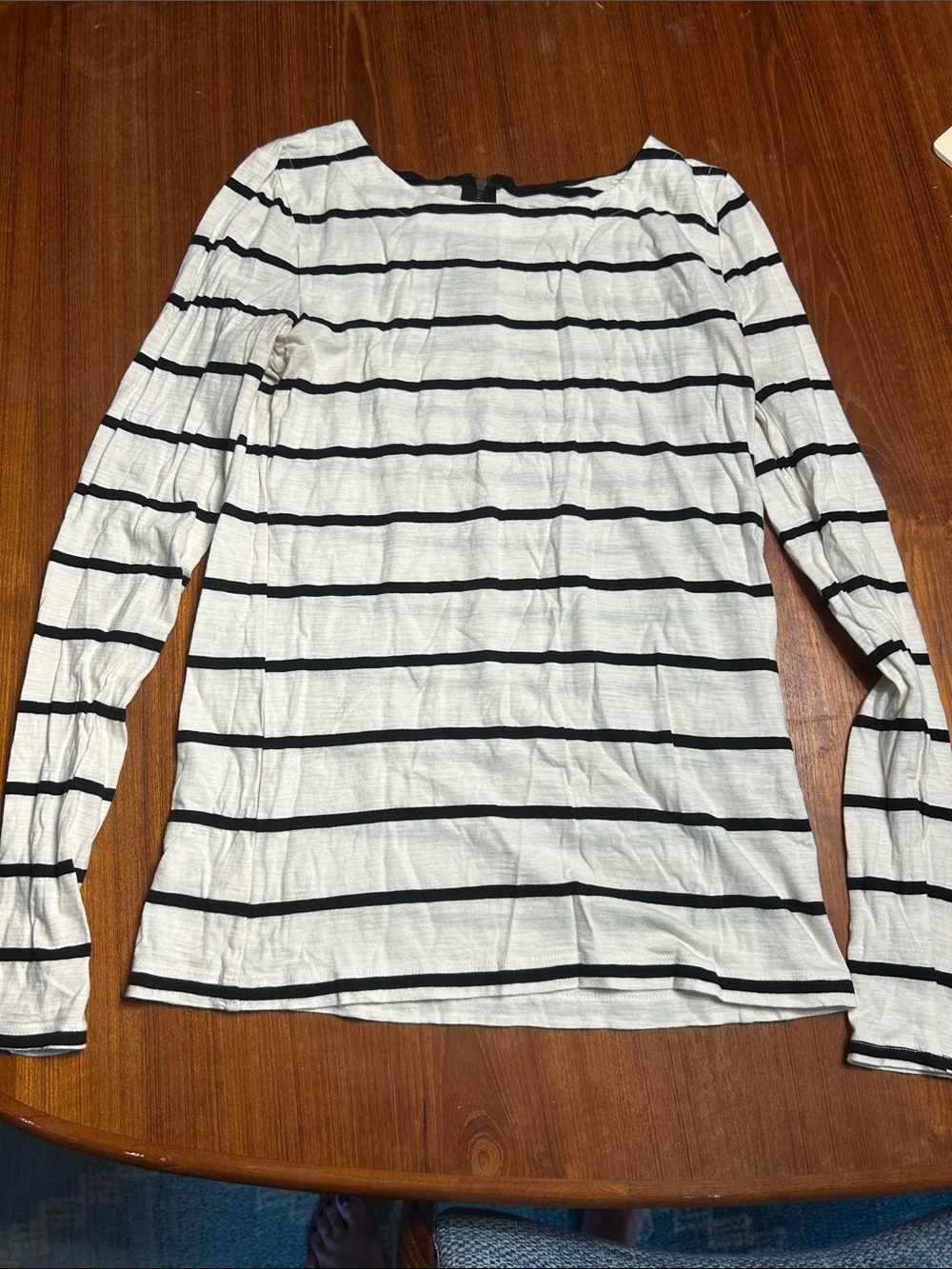 LOFT Black and White Striped Long-Sleeve Top